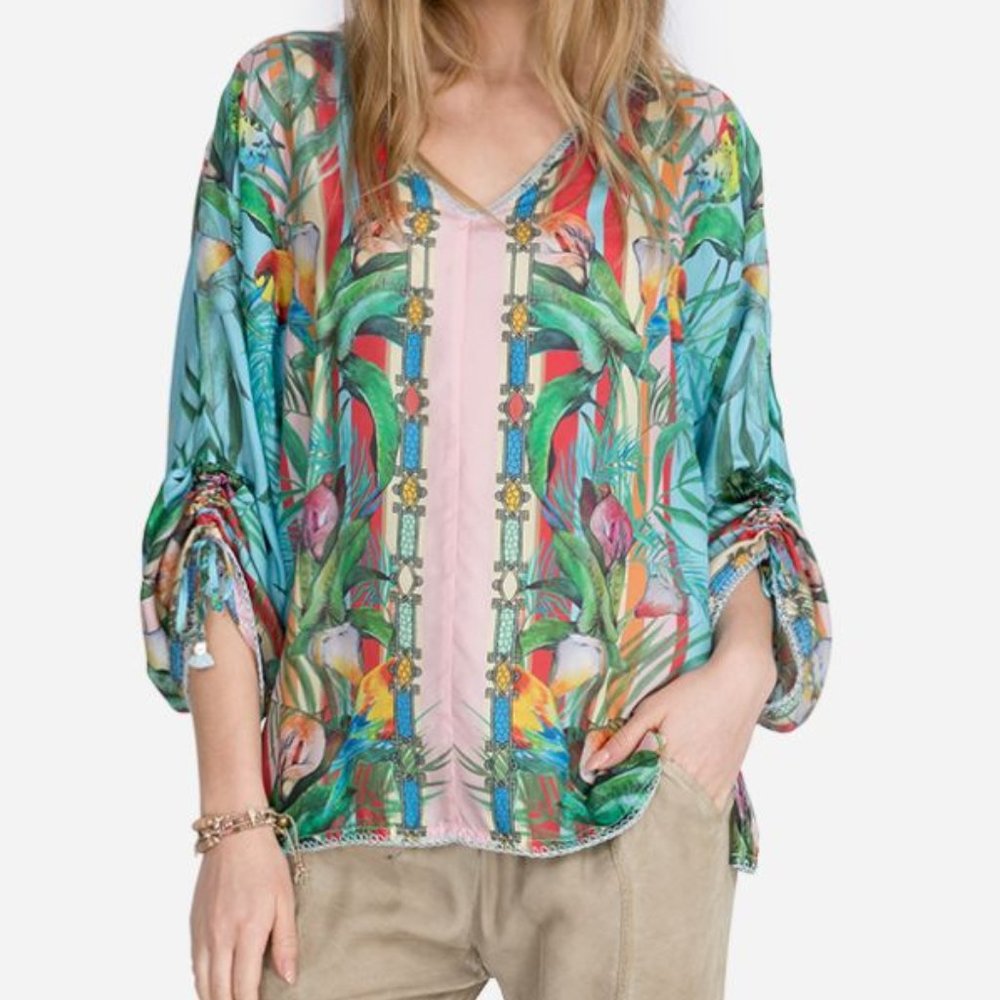 NWT Johnny Was  Capri Silk Blouse $205  large